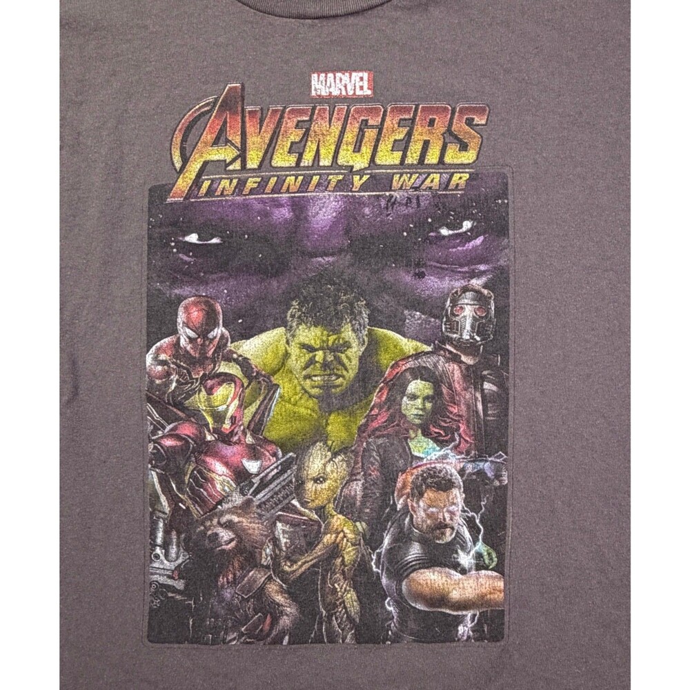 Marvel Avengers Infinity War Graphic T-Shirt Mens XL Gray Movie Promo Tee
